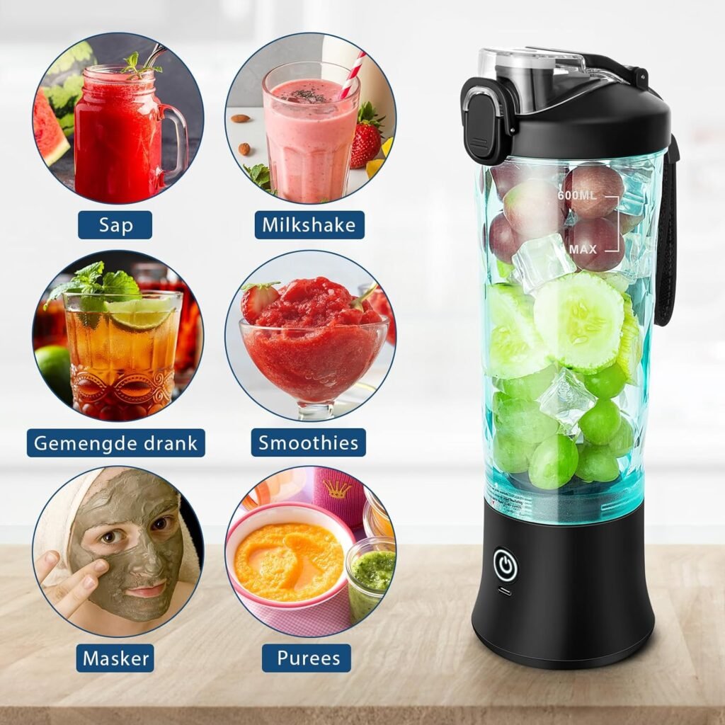Draagbare smoothie blender oplaadbaar met ijsblokjesvorm voor onderweg