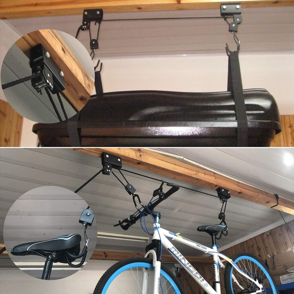 Fietslift voor ruimtebesparende fietsopslag met universeel fietsophangsysteem en draagvermogen van 20 kg