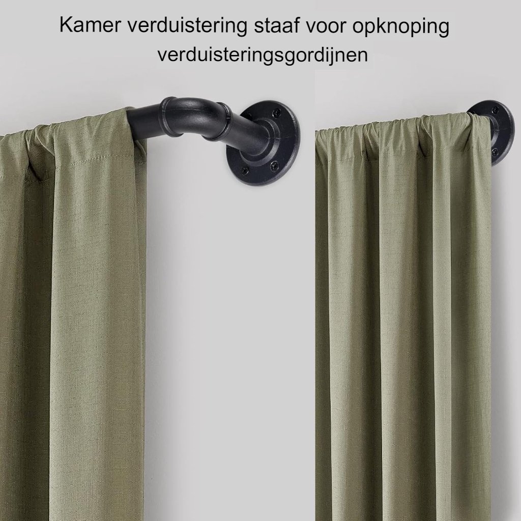 Zwarte uitschuifbare gordijnroede 80-218 cm van metaal voor gordijnen met oogjes en kamerscherm