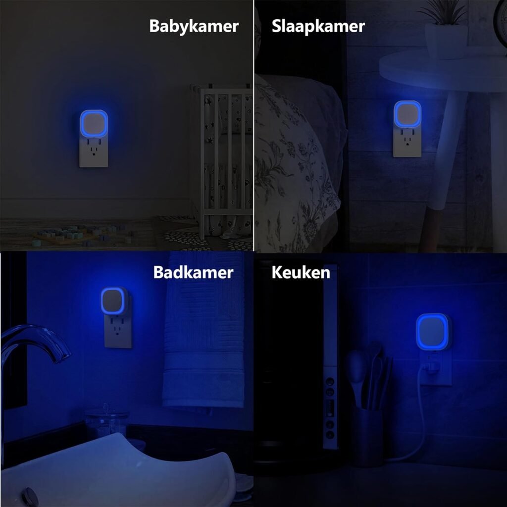 Set van 2 blauwe nachtlampen met schemersensor en instelbare helderheid