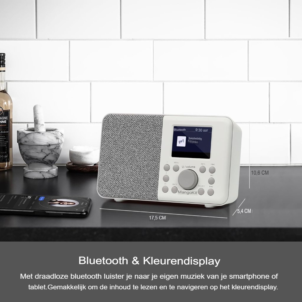 DAB+ radio met Bluetooth, FM, kleurenscherm en 40 voorkeurszenders