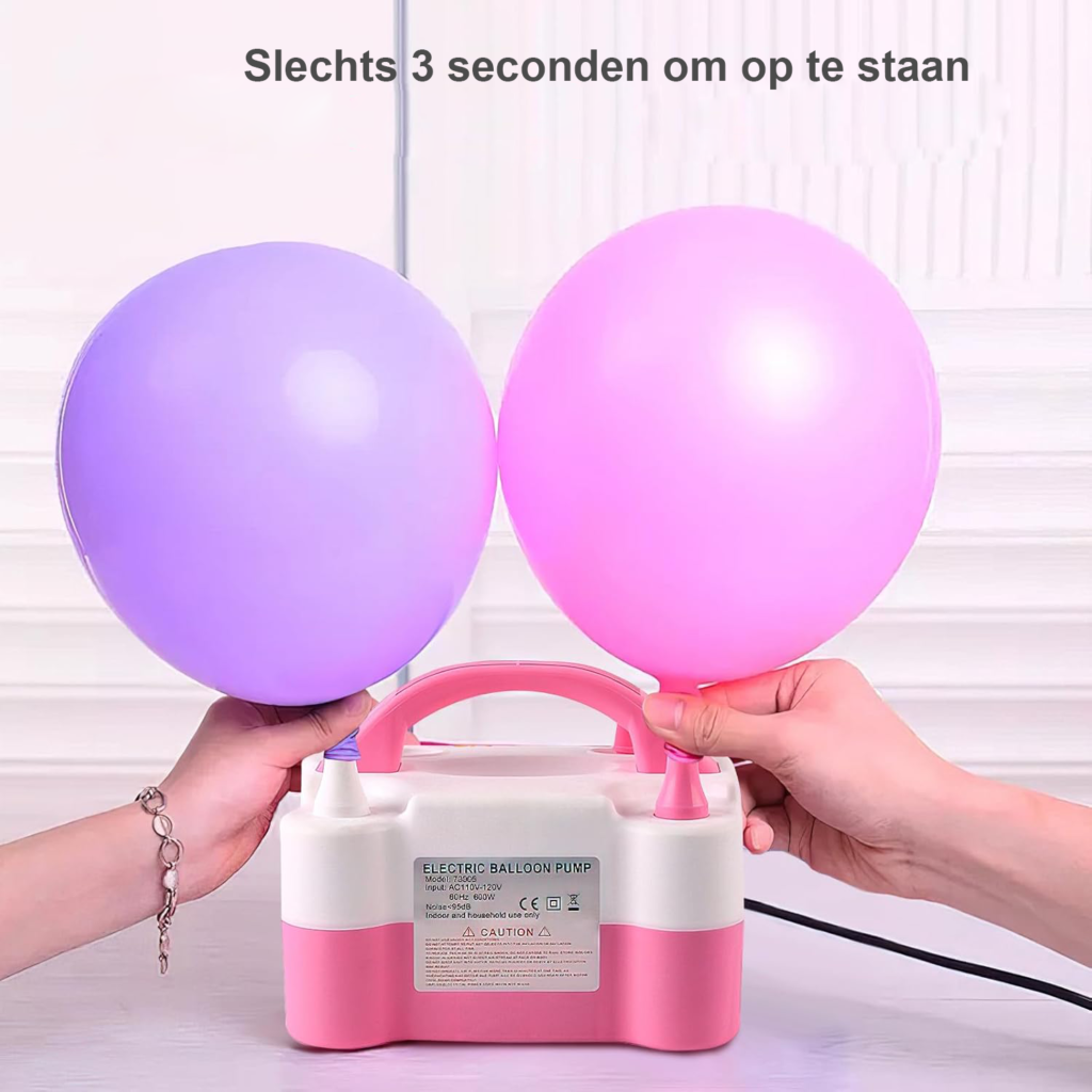Elektrische ballonnenpomp 600W met 2 spuitmonden voor ballonnen