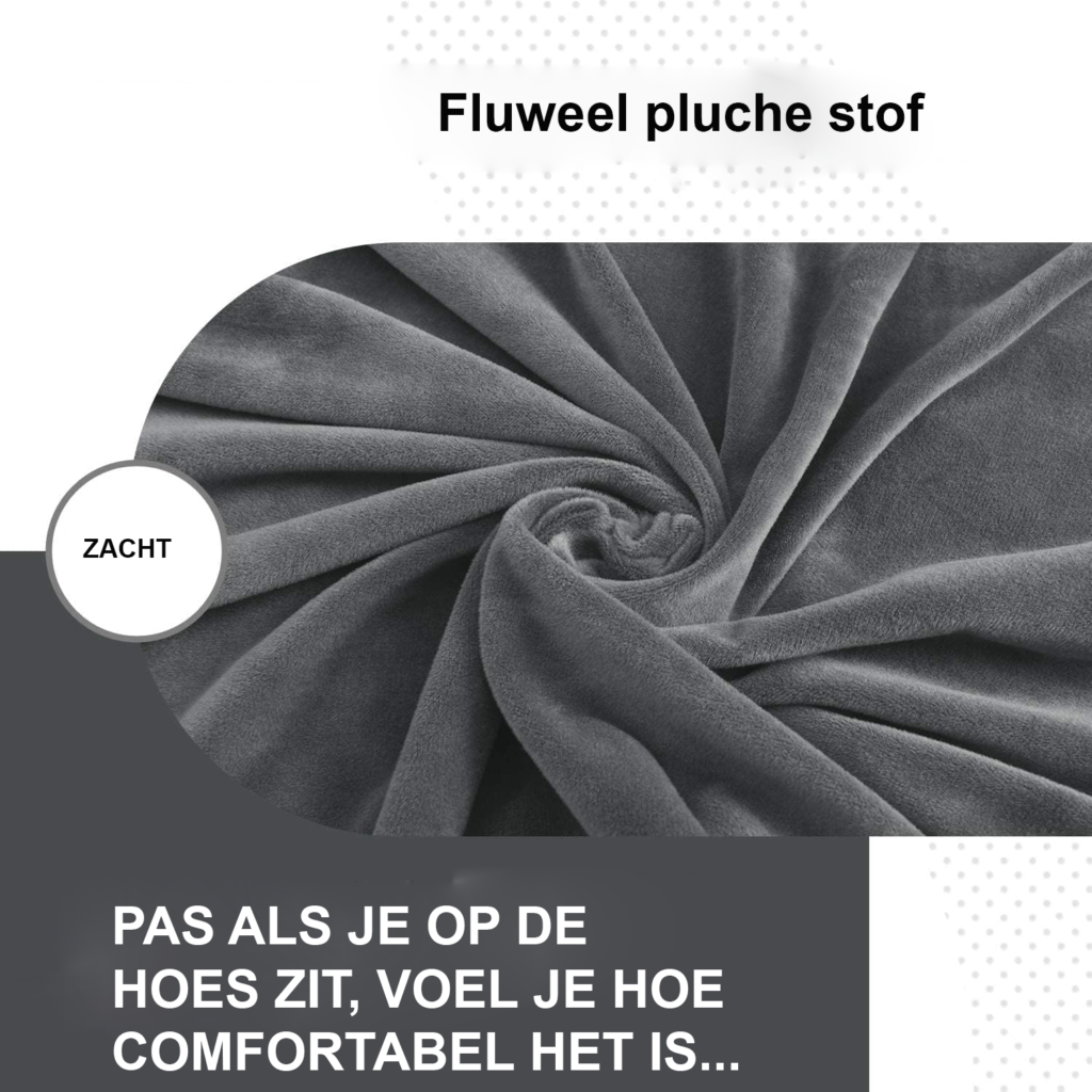 Grijze fluwelen stoelhoes voor 1-zits stoel met anti-slip en rekbare meubelbescherming