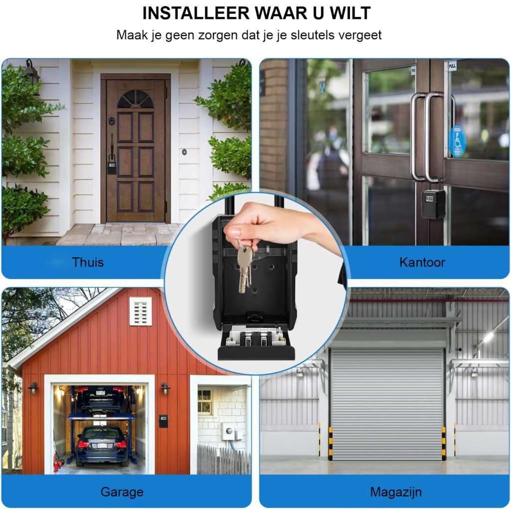 Sleutelkast met cijfercode voor buiten - weerbestendig, wandmontage, zwart