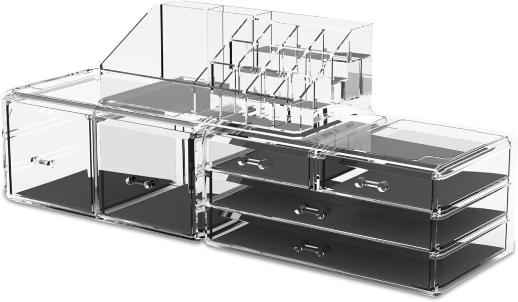 Transparante make-up organizer met opberglades voor cosmetica en beautyproducten