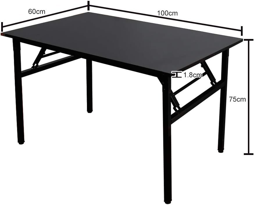 Vouwtafel zwart 100 x 60 x 75 cm, opvouwbaar bureau voor kantoor en studie