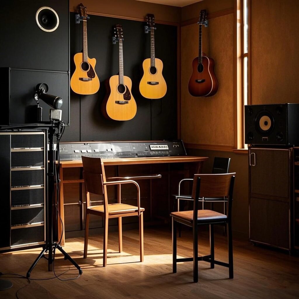 Gitaarbeugel muurbevestiging set van 3 met automatische vergrendeling voor akoestische en elektrische gitaar, basgitaar, ukulele, banjo en mandoline
