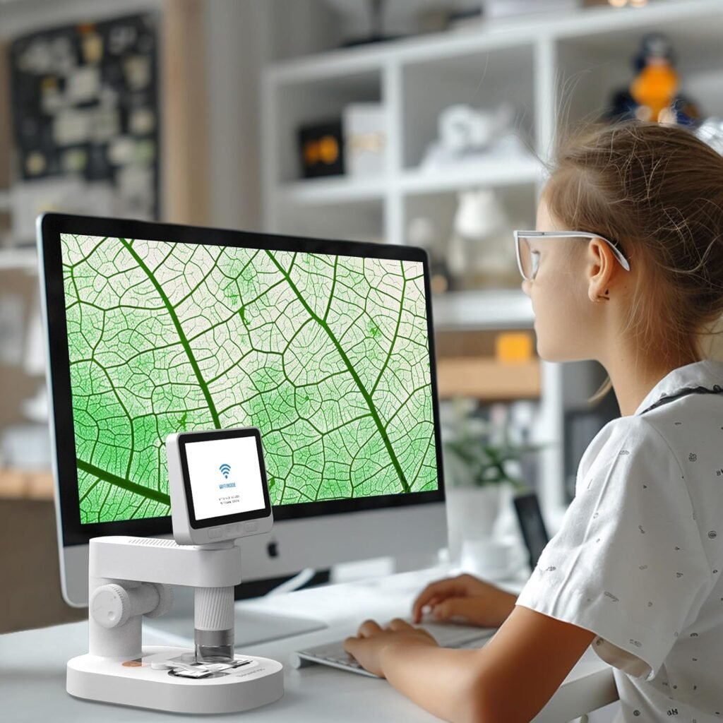 Digitale microscoop 1600x met 1080p HD, 4 inch IPS-scherm en 8 verstelbare LED-lichten