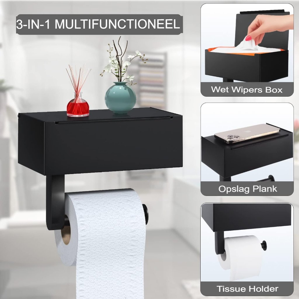 Toiletpapierhouder RVS zelfklevend voor badkamer wandmontage