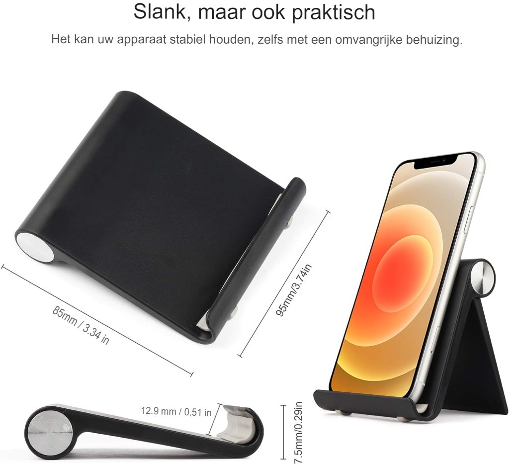 Verstelbare telefoonhouder zwart voor videobellen en handsfree gebruik