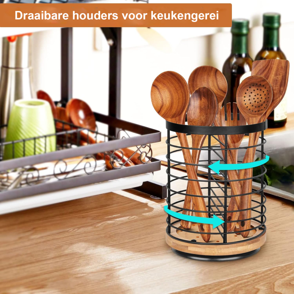 RVS keukengerei houder met ventilerend ontwerp