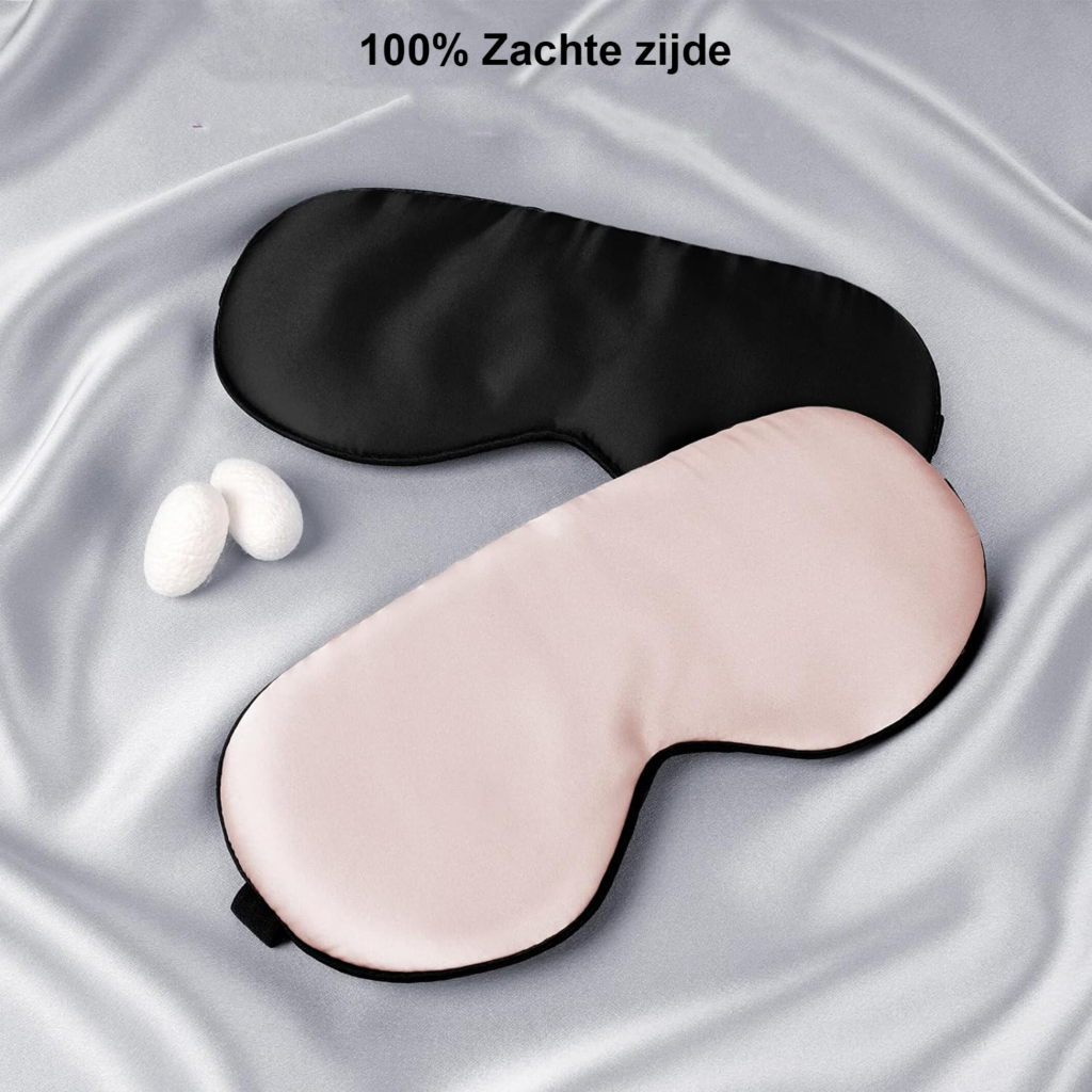 Verstelbaar zijden slaapmasker van 100% moerbeizijde in perzikroze voor dames en heren
