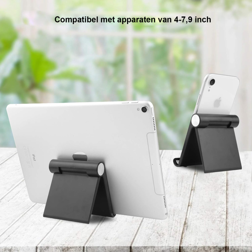 Verstelbare telefoonhouder zwart voor videobellen en handsfree gebruik