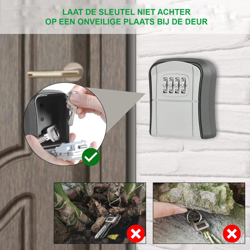 Sleutelkastje met Code - Sleutelkluis met Cijferslot - Waterdicht en Weerbestendig - Voor Buiten en Binnen