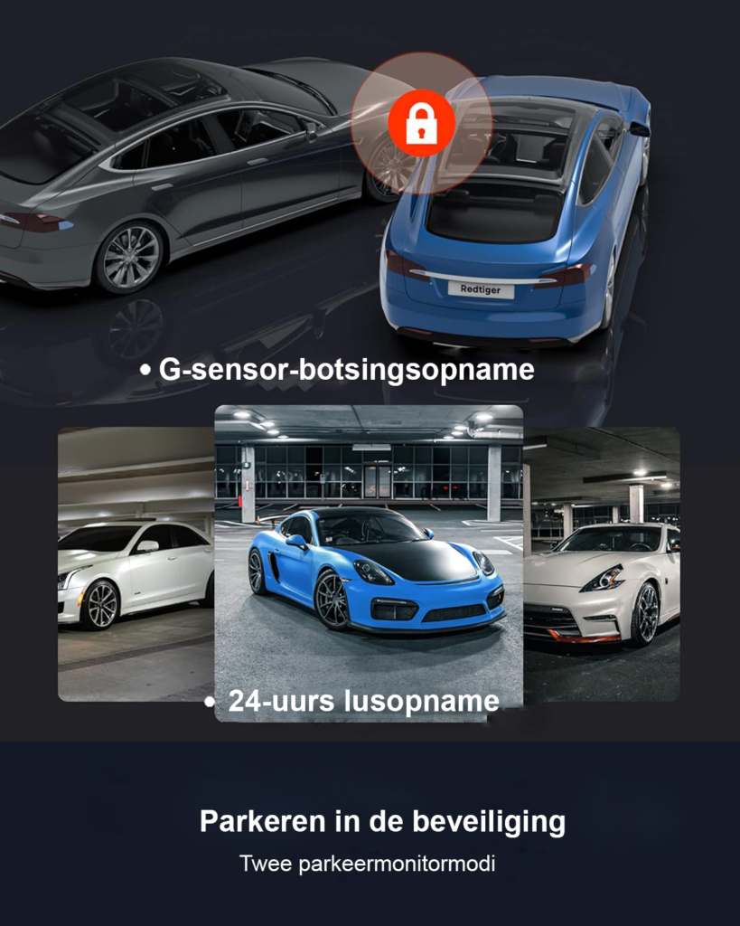 Full HD auto dashcam met LCD-display en dual-camera voor- en achteruitzicht