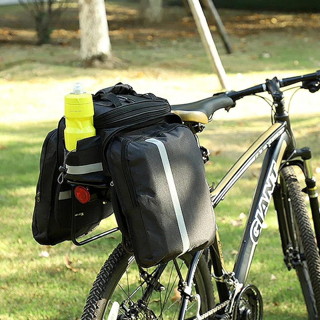 Fietstas voor bagagedrager 10-20 liter, waterdicht en reflecterend met vouwbare zijvakken