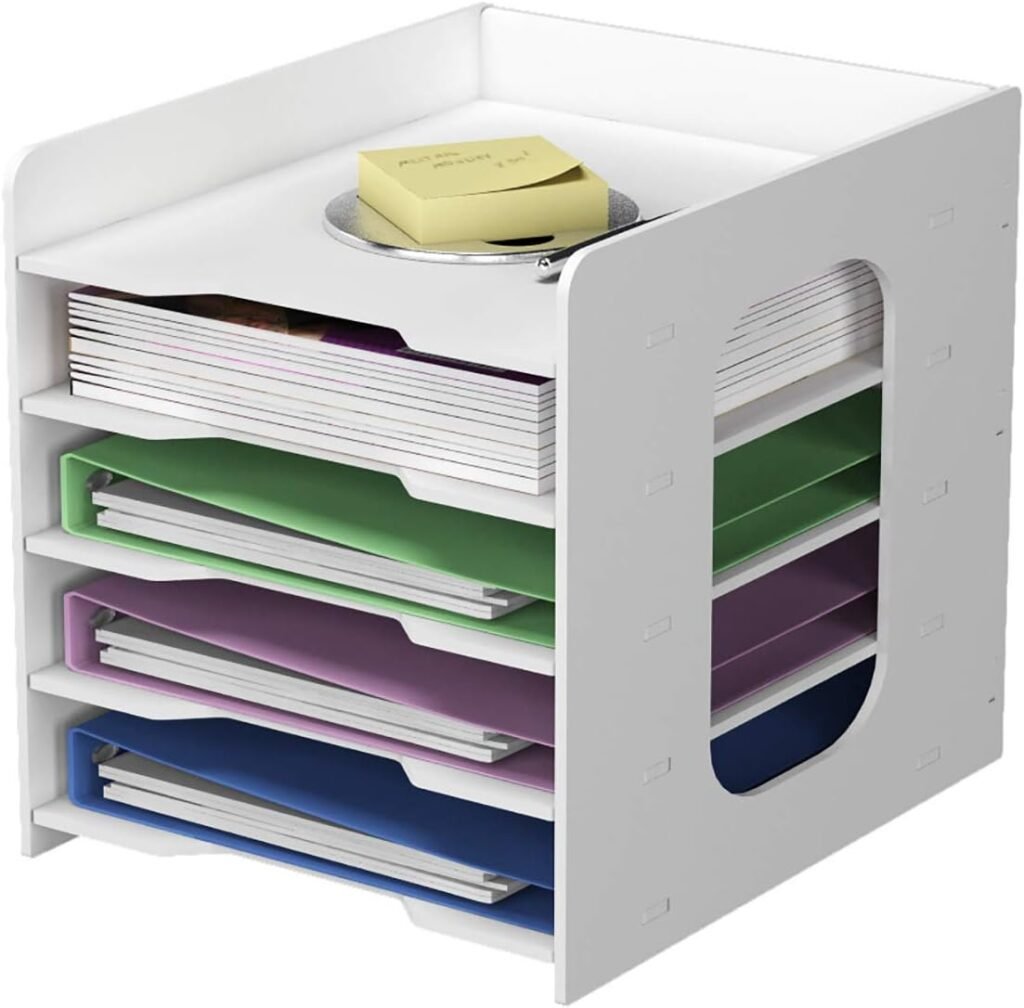 Documentenhouder A4 - Bureau Organizer met 5 Opbergvakken - Papierhouder voor Bestanden - PVC - Voor Kantoor, Studie en School