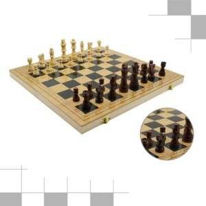 Houten Schaakbord Opvouwbaar – Draagbaar Schaakspel met Opbergtas – Voor Kinderen en Volwassenen – 40 x 40 cm