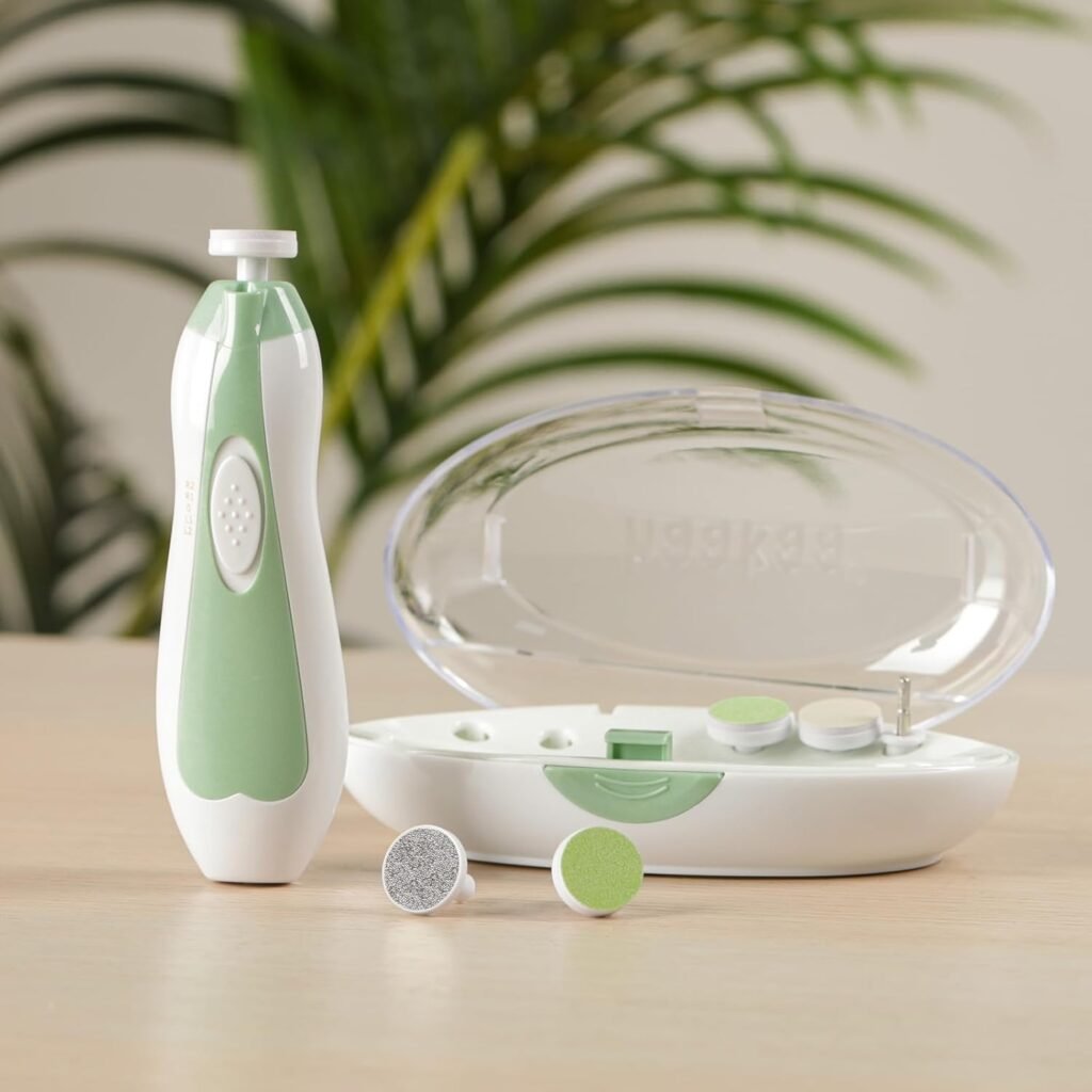 Elektrische baby nageltrimmer met 4 vervangende pads voor pasgeborenen, peuters en volwassenen, voor vingernagels en teennagels