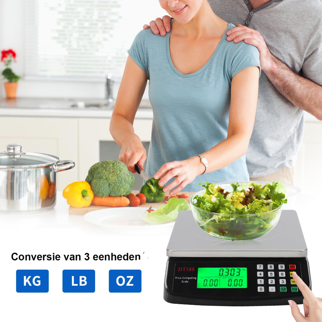 Digitale keukenweegschaal 10 kg met RVS uitvoering en LCD display voor bakken en koken