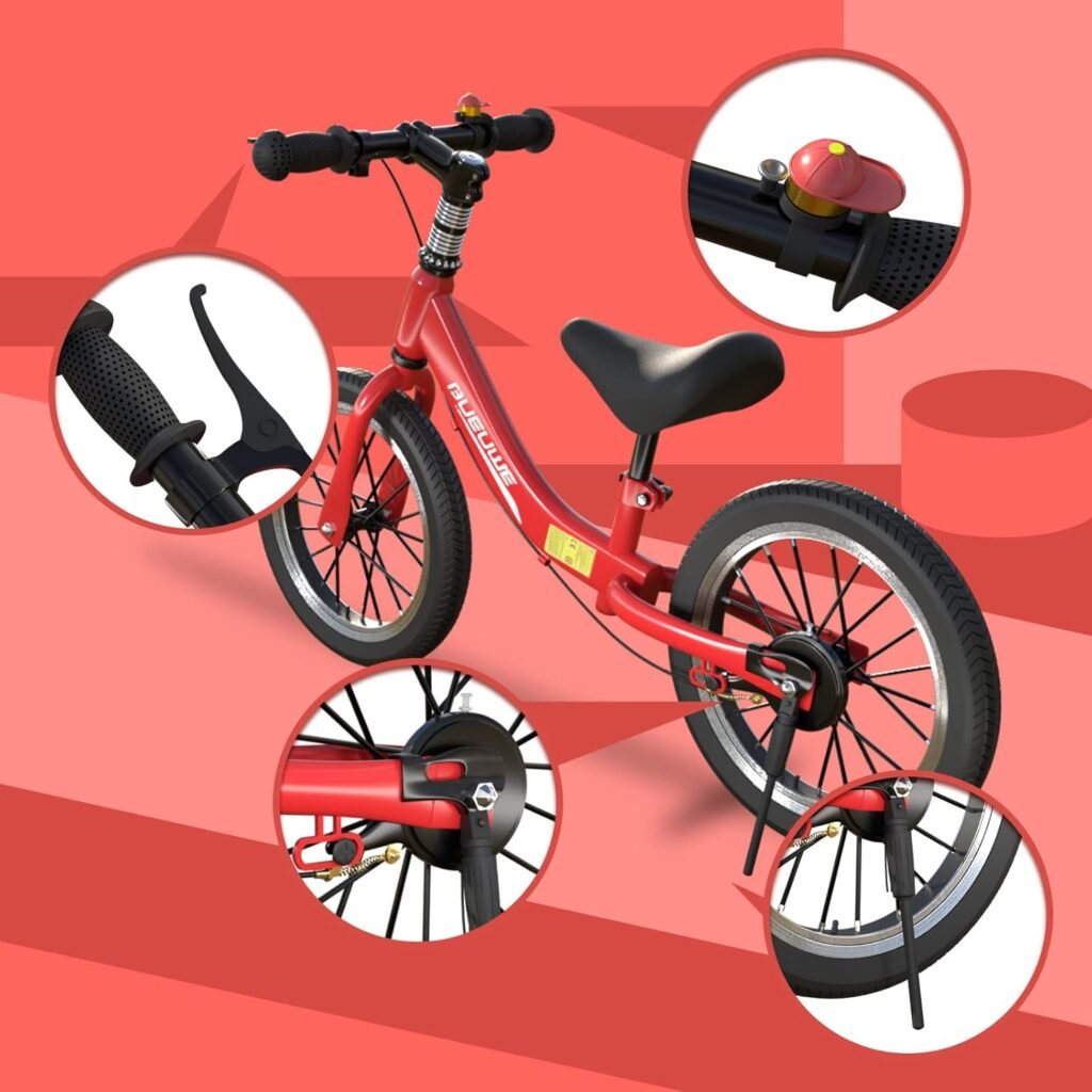 Loopfiets 14 inch voor kinderen van 2-6 jaar met rem en verstelbaar zadel, zonder pedalen voor jongens en meisjes