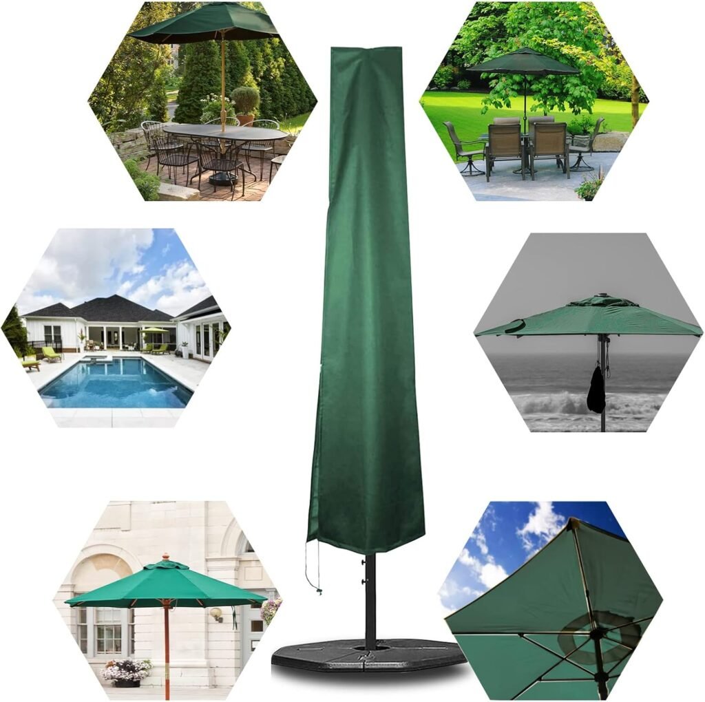 Waterdichte parasolhoes 600D voor tuinparasol van 2,5 tot 4 meter, met rits en verstelbaar trekkoord