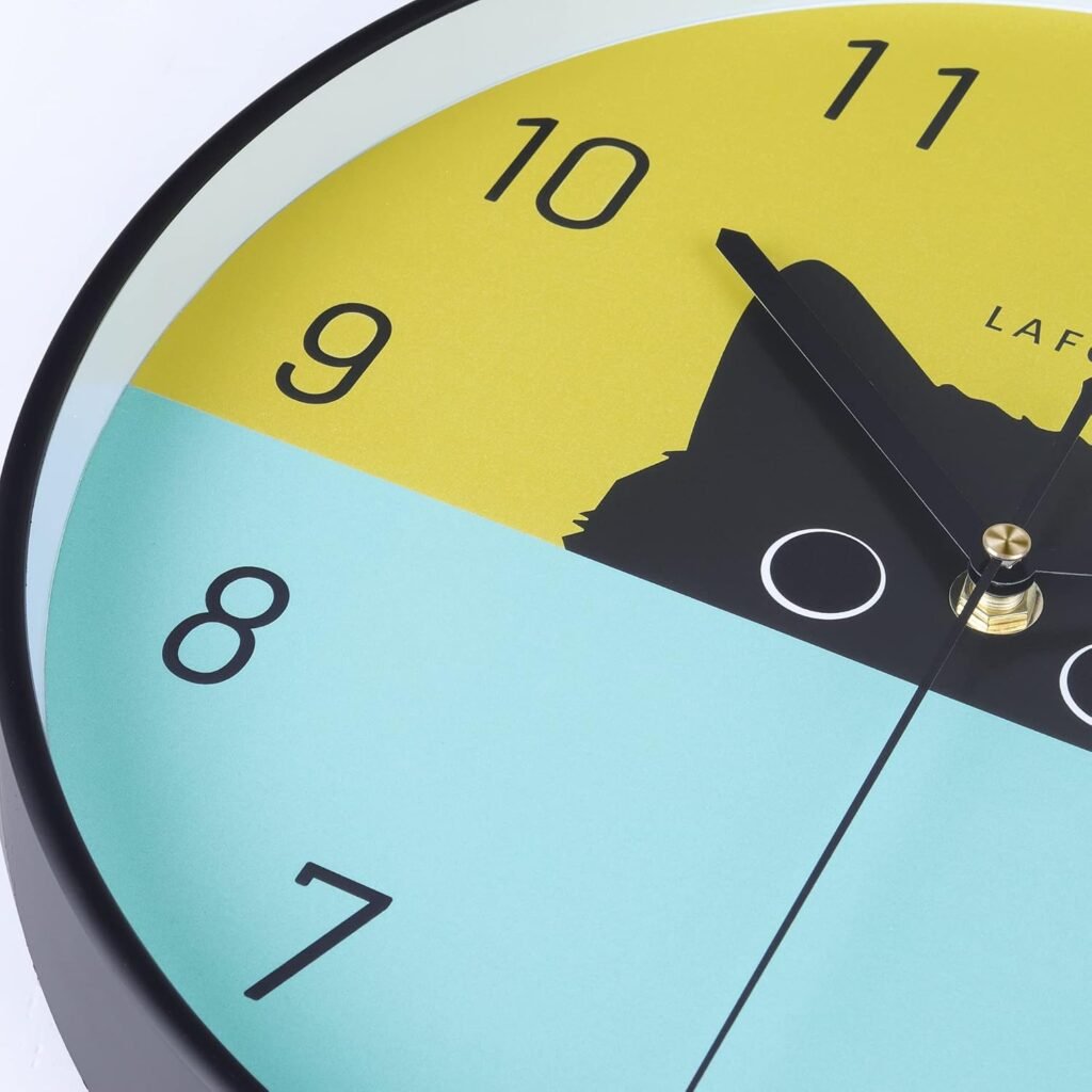 Stille zwarte wandklok 30 cm met kattenmotief en niet-tikkend quartz uurwerk