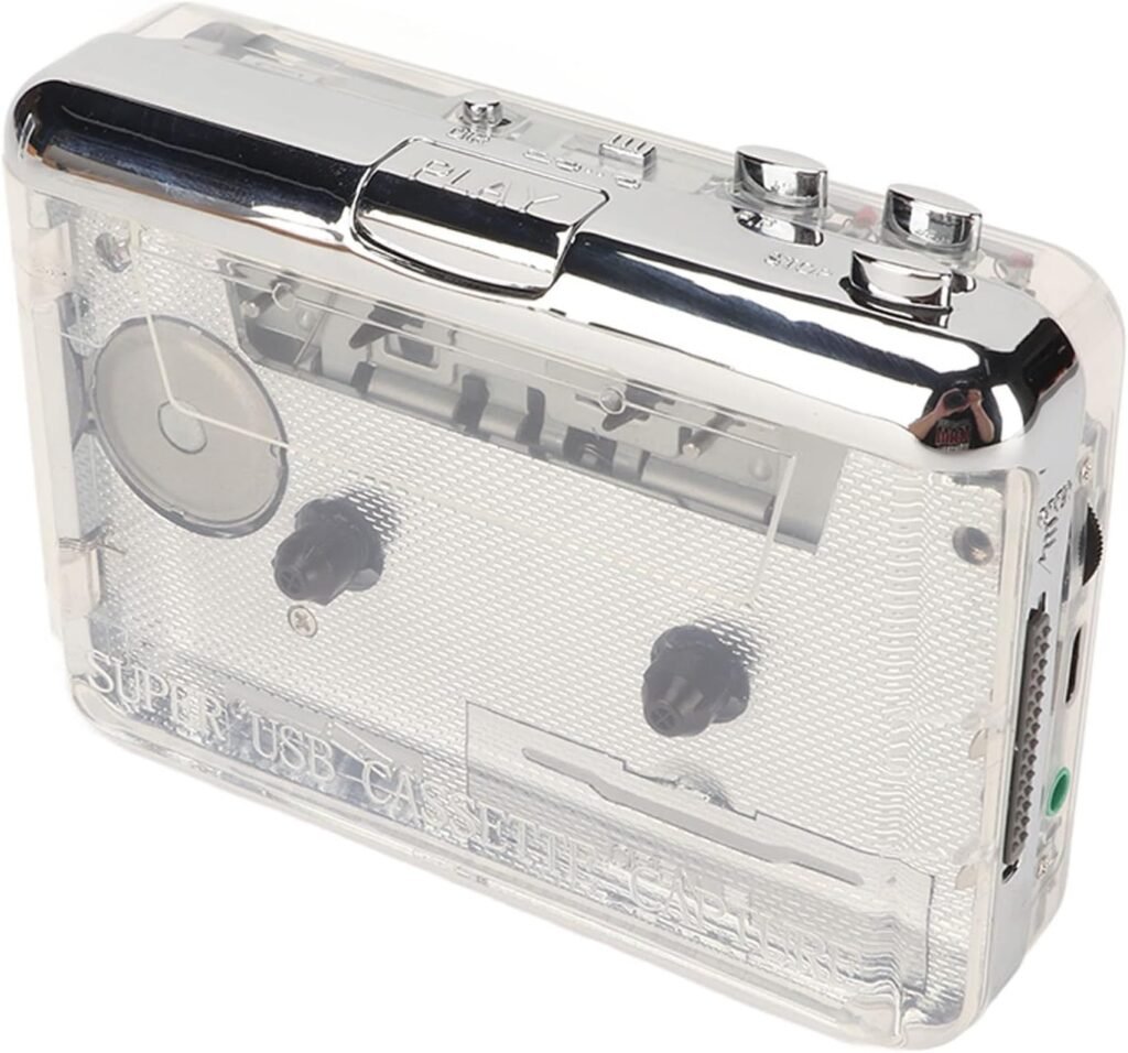 Draagbare cassette speler met USB-C cassette-naar-MP3 converter en koptelefoon