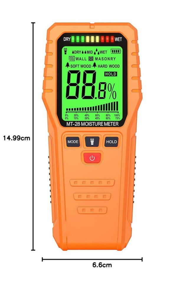 Vochtmeter Zonder Pin - Digitale Vochttester met LCD Display - Niet-Destructieve Meting voor Muren en Hout - Tot 19 mm Diepte