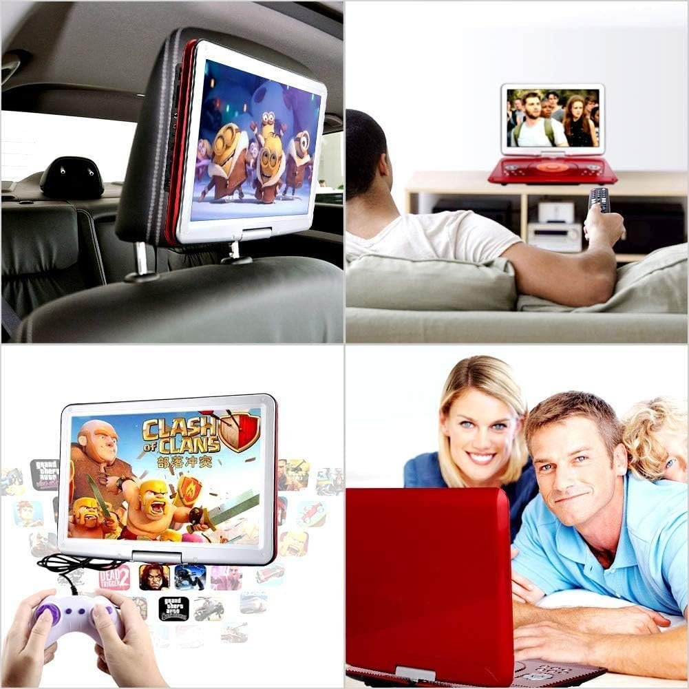 Draagbare DVD speler 16.9 inch met MP3 speler en afstandsbediening rood
