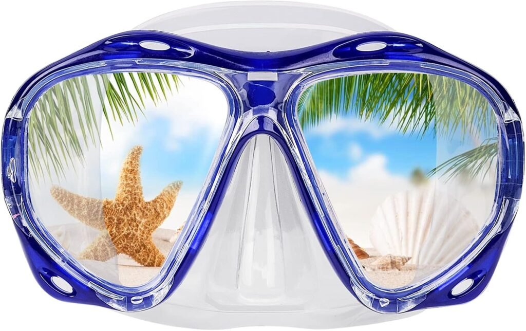 Volwassen snorkelmasker met anti-fog gehard glas en neusbedekking