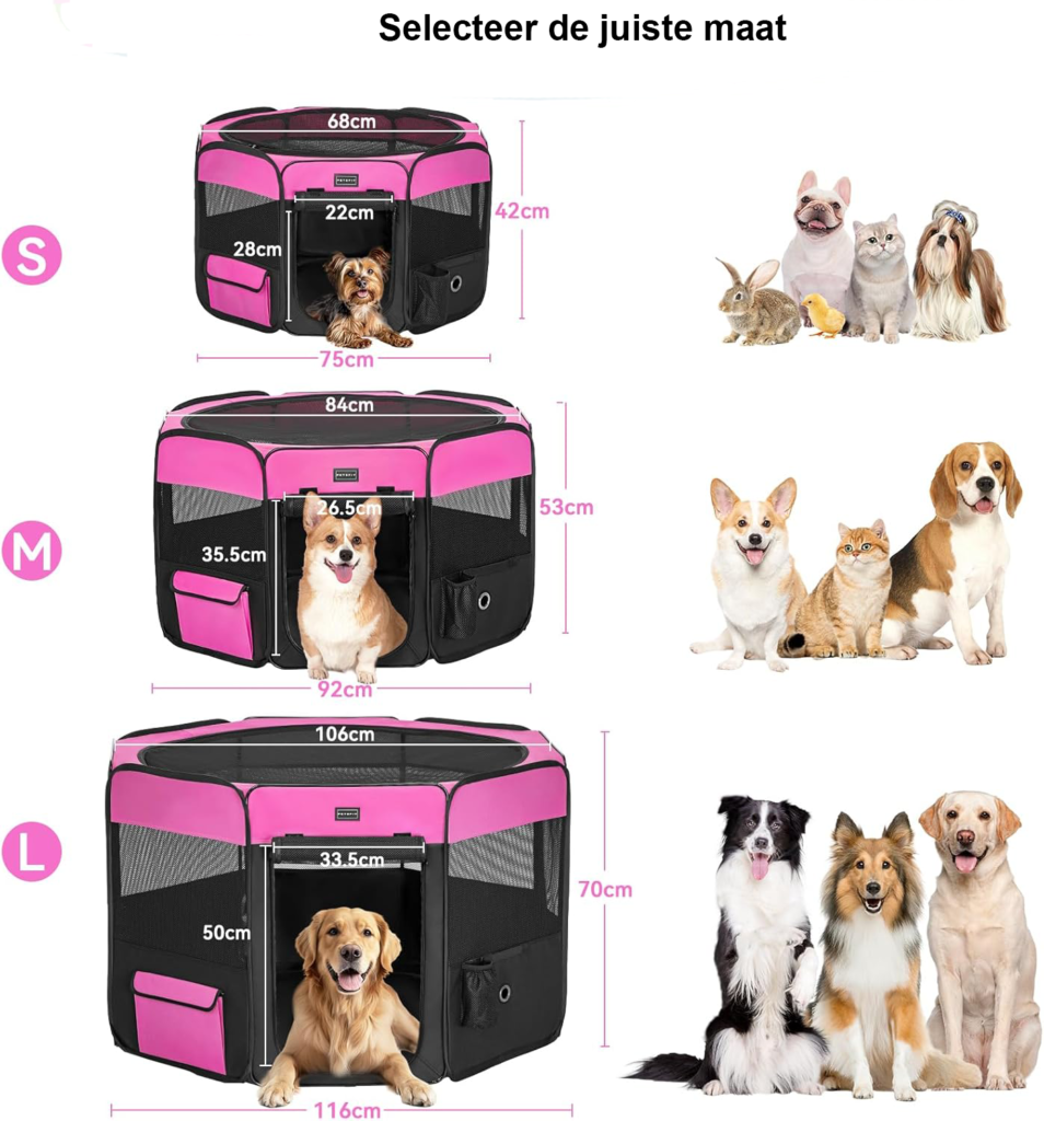 Opvouwbare waterdichte puppyren voor kleine honden en huisdieren met ritsen voor binnen, buiten en reizen