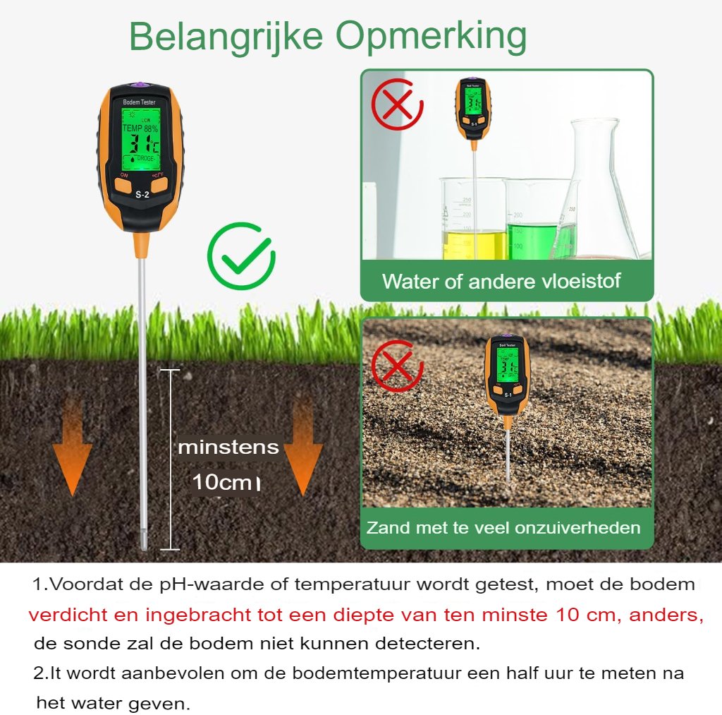Plantenvochtmeter met temperatuur- en omgevingsvochtigheidsmeting voor buitenplanten
