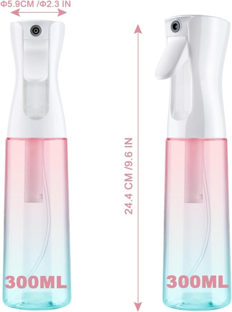Multifunctionele haarsprayfles 300 ml met fijne mist en 360 graden rotatie, transparant voor haarverzorging en plantenbeneveling