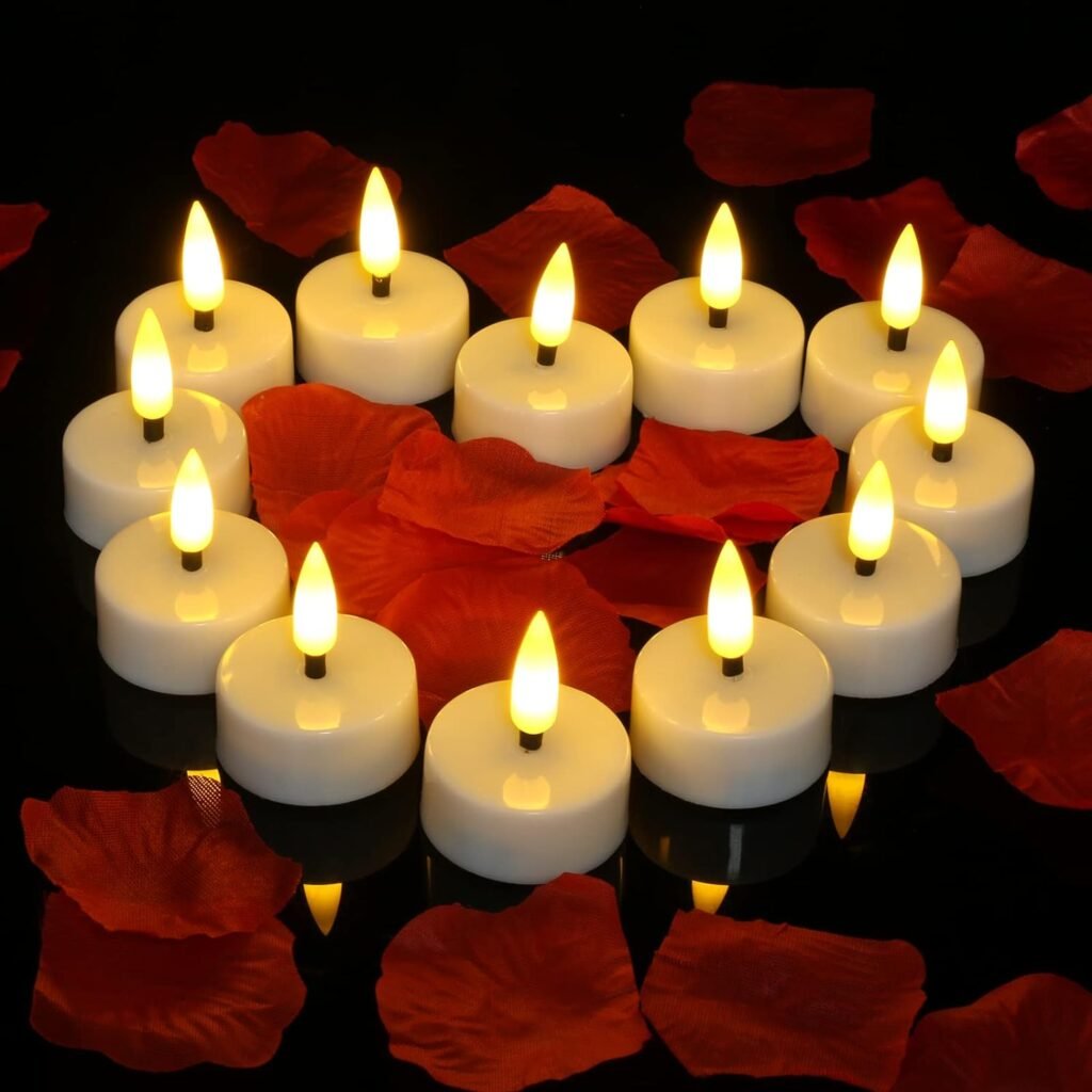 LED theelichtjes met timer, set van 12, warm wit licht