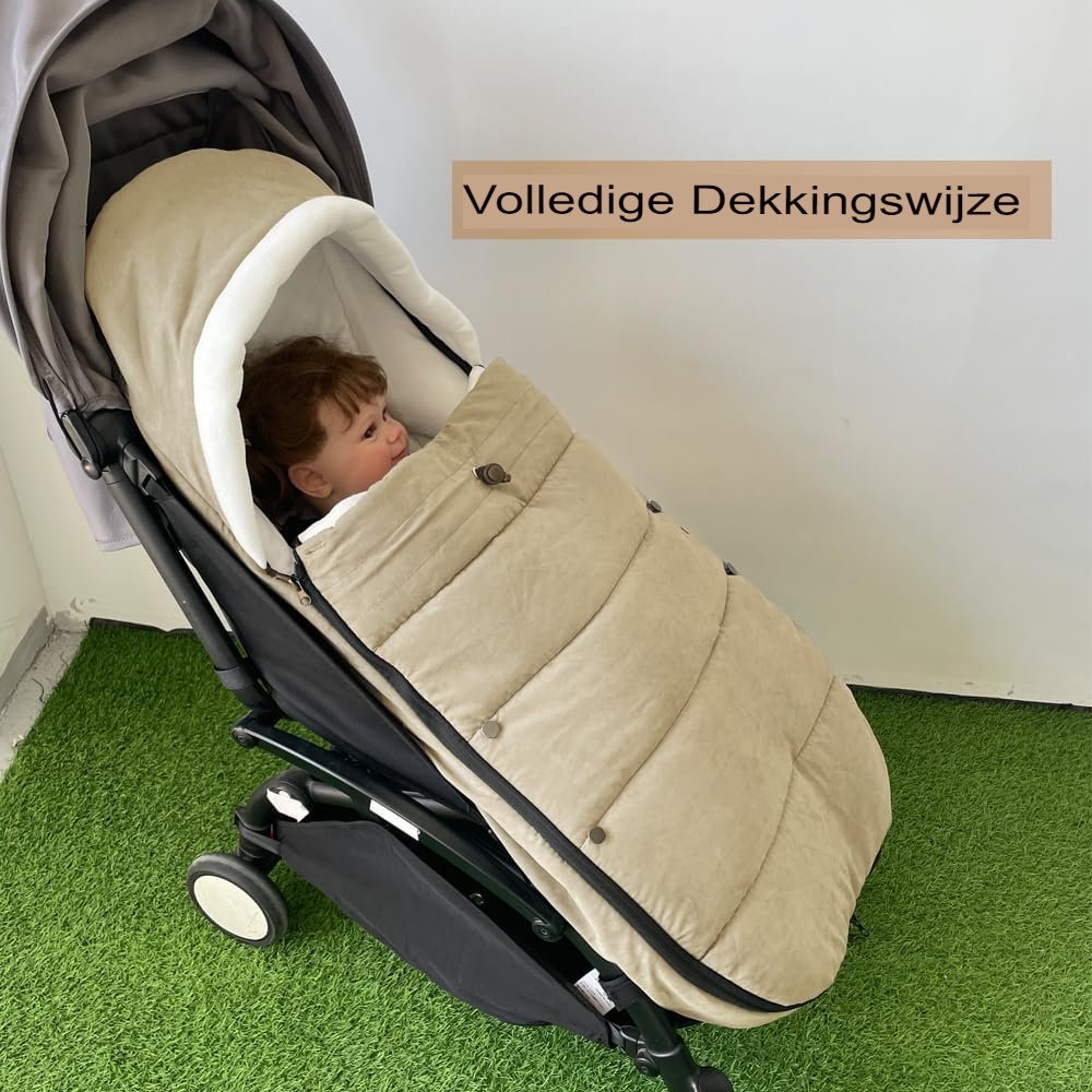 Universele beige voetenzak voor kinderwagen, winterslaapzak voor kinderwagens