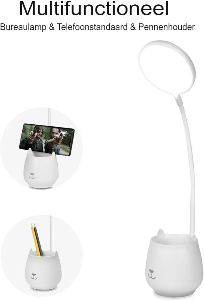 Telefoonhouder met LED-verlichting en verstelbare arm voor video-oproepen, make-up en lezen