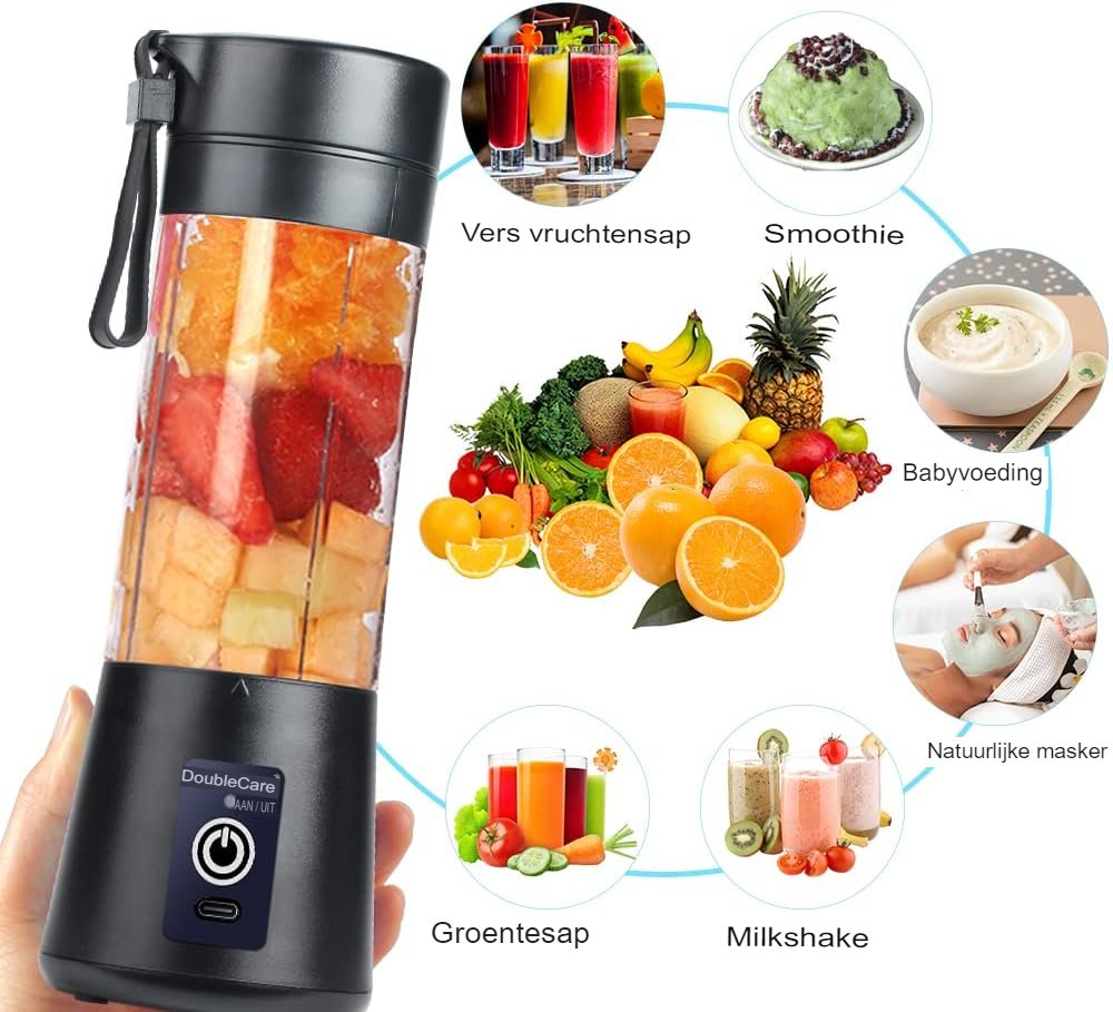 Draagbare blenderbeker met USB-aandrijving voor verse drankjes, compact mini-blenderontwerp