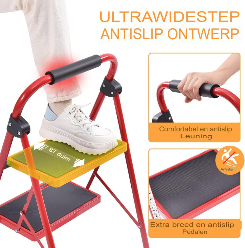 2-treeds trapladder met antislip treden voor huishoudelijk gebruik