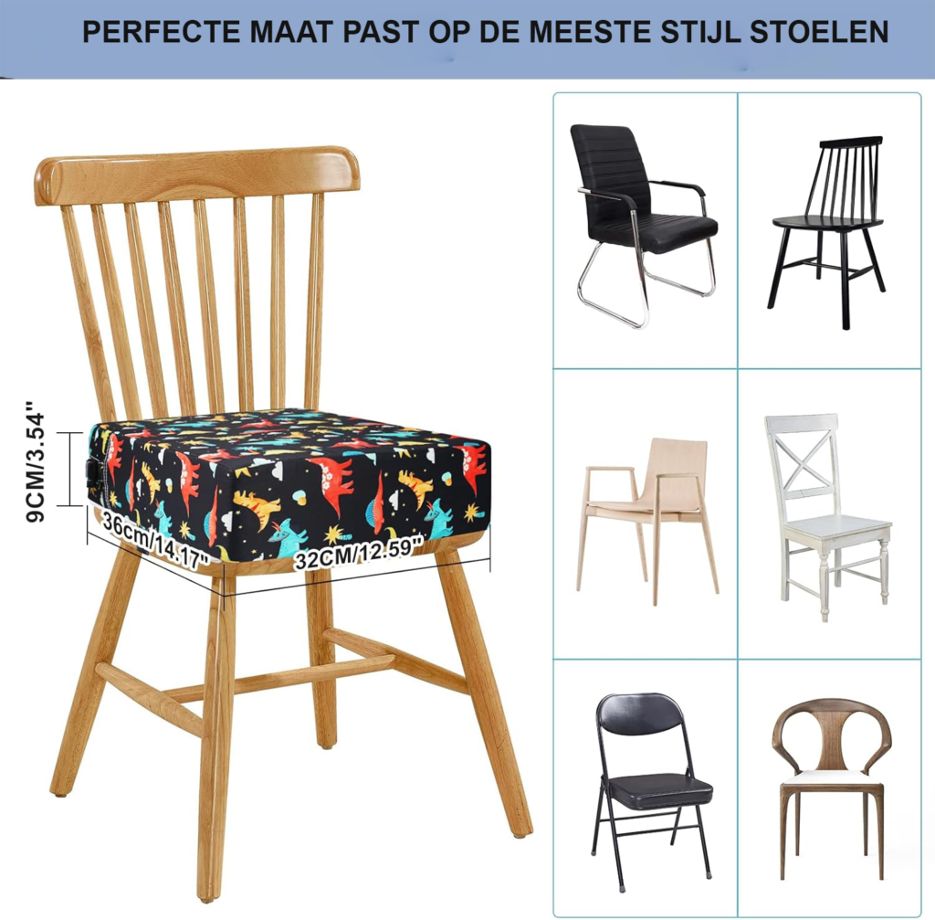 Peuter booster stoel voor eettafel met wasbaar afneembaar zitkussen en bevestigingsriemen