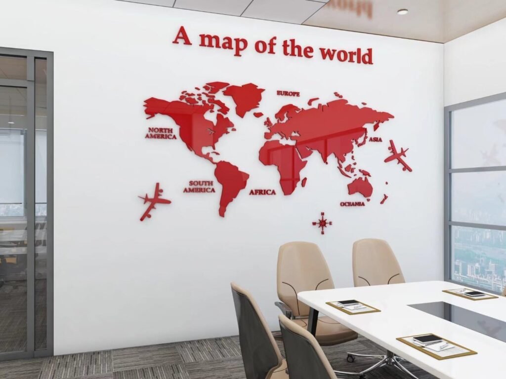 Wereldkaart Muurdecoratie Groot Formaat - Gedetailleerde Wereldkaart - Educatieve Wanddecoratie - 180 x 100 cm