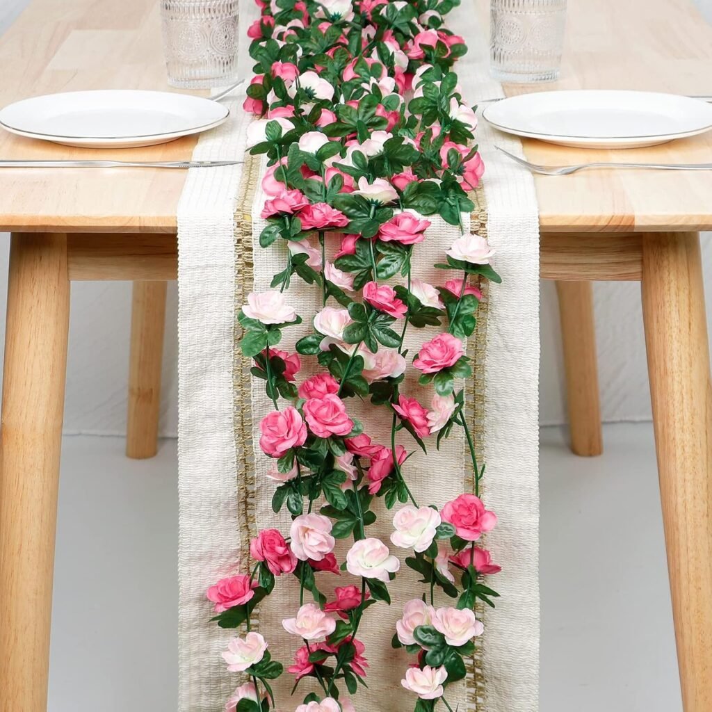 Kunstmatige rozenkrans set met zijden bloemen voor wanddecoratie, bruiloft decoratie en achtergrondversiering 2,44 m