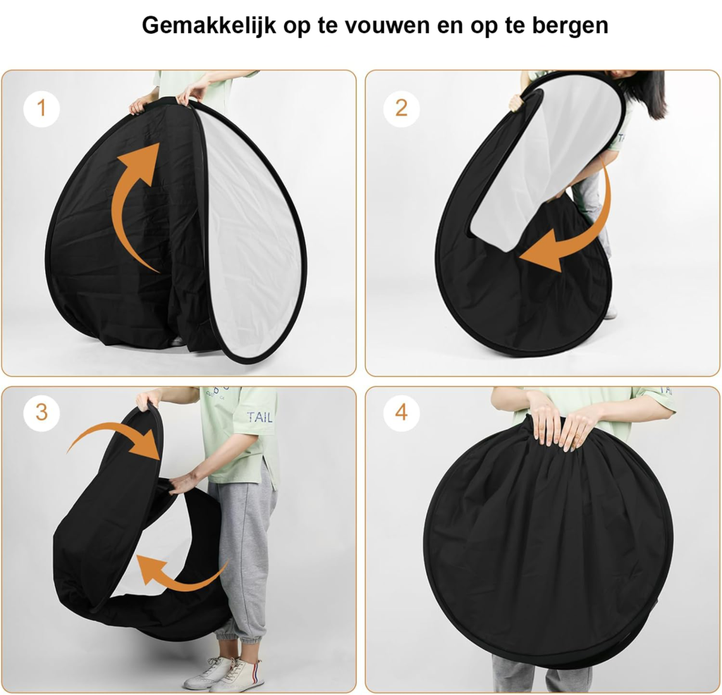 Fotografie Achtergrond Wit Zwart 5x6.5ft/150x200cm - Dubbelzijdig Muslin Achtergronddoek voor Video en Live Streaming - Opvouwbaar Chromakey Scherm met Draagtas