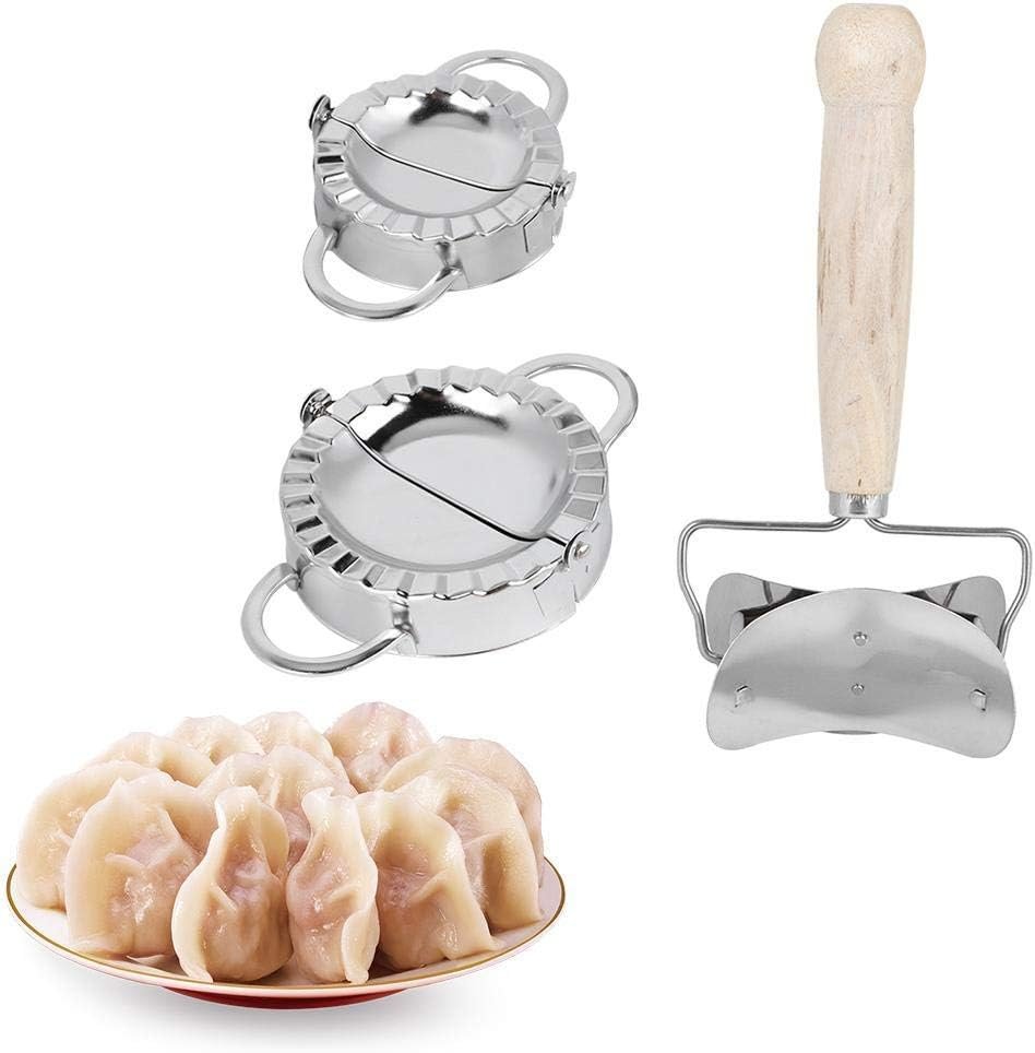 Dumpling Maker Set RVS - Dumplingvormen met Houten Deegroller - Keukenhulpmiddel voor Zelfgemaakte Dumplings