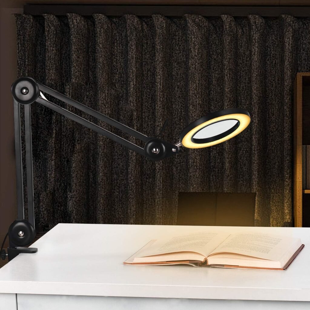 LED vergrootlamp met loep, 2x vergroting en 3 dioptrie, 10W, zwart