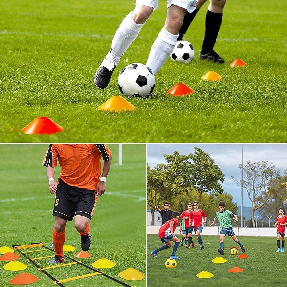 Voetbal behendigheidstraining set met ladder en kegels