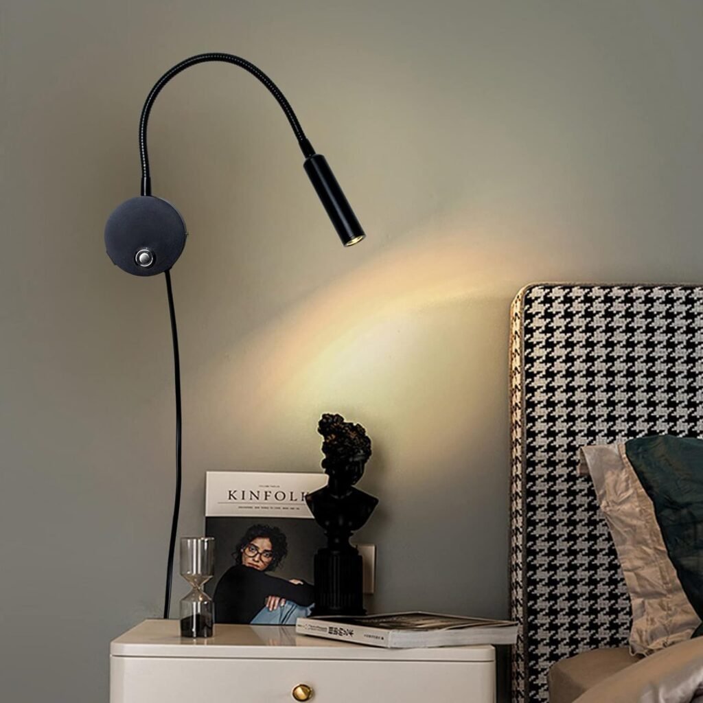 Wandlamp voor Bed - Dimbare Leeslamp - Touch Schakelaar en USB-aansluiting - Flexibele Gooseneck - 3W met EU-stekker en Snoer