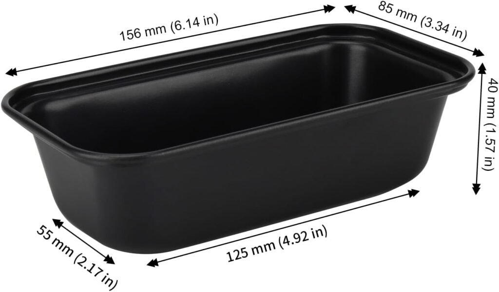 Mini broodbakvormen set van 6, zwarte antiaanbak bakvormen voor oven, 15,5 x 8,5 cm