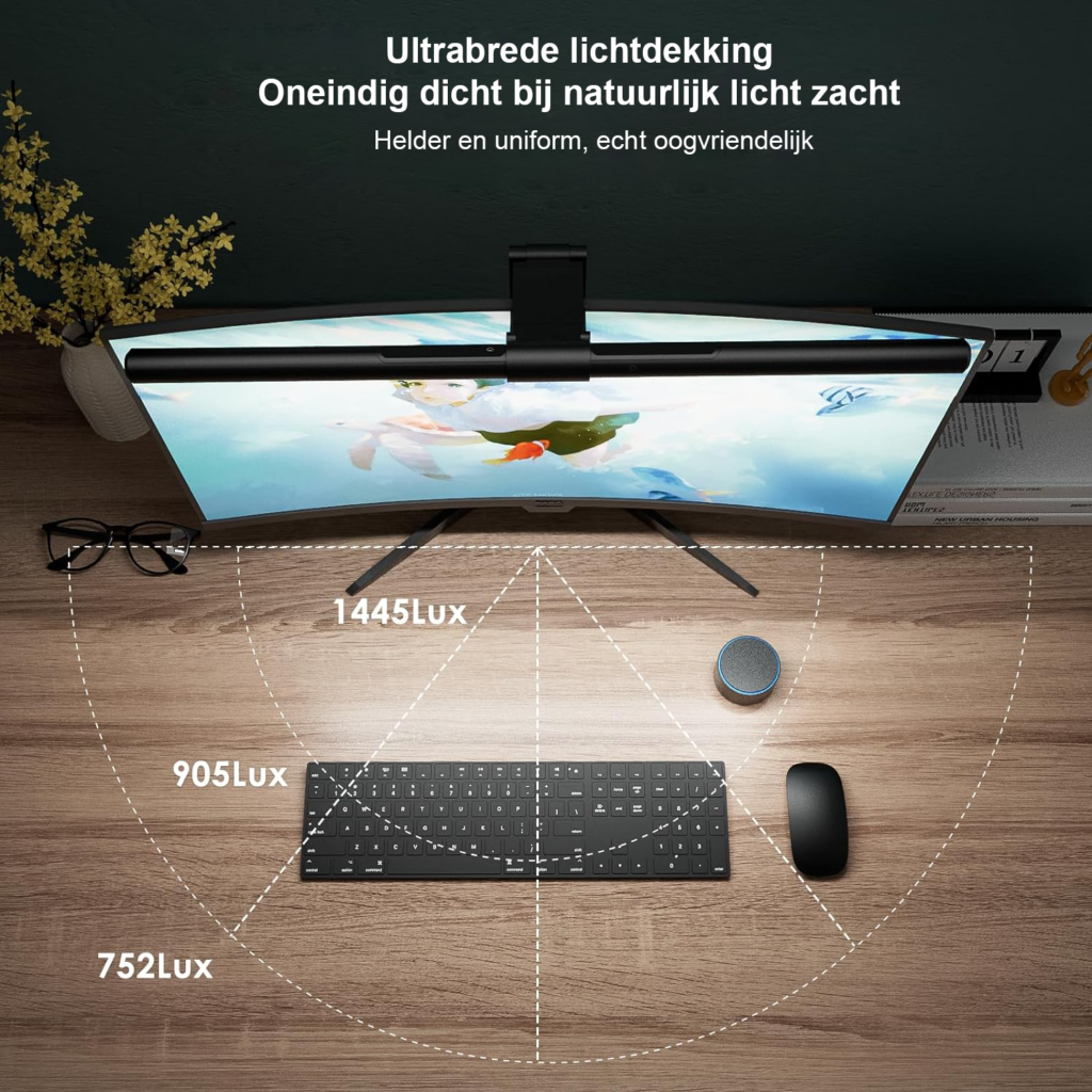 Monitorlamp 51 cm met afstandsbediening, USB schermlamp met dimfunctie en verstelbare kleurtemperatuur