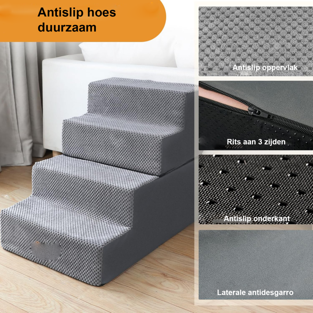 Hondentrap met 4 treden voor kleine honden en katten, 61 x 40 x 45 cm